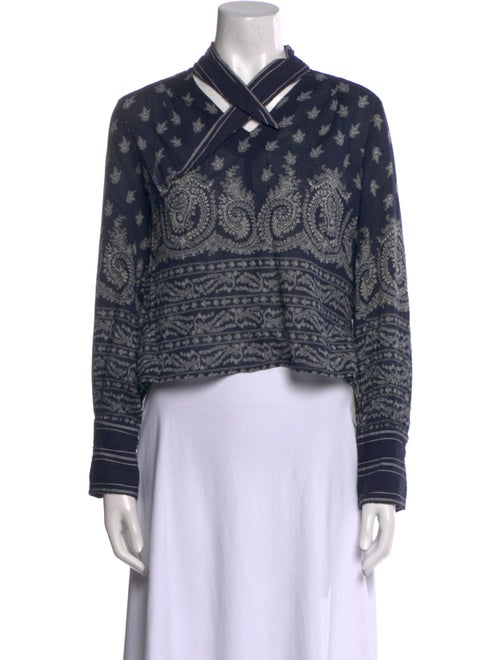 Sea New York Printed Long Sleeve Crop Top