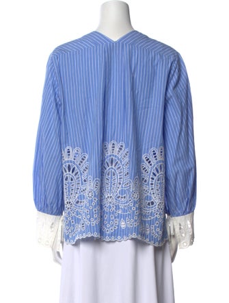 Sea New York Striped V-Neck Button-Up Top