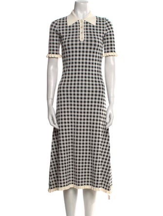 Sea New York Plaid Print Midi Length Dress