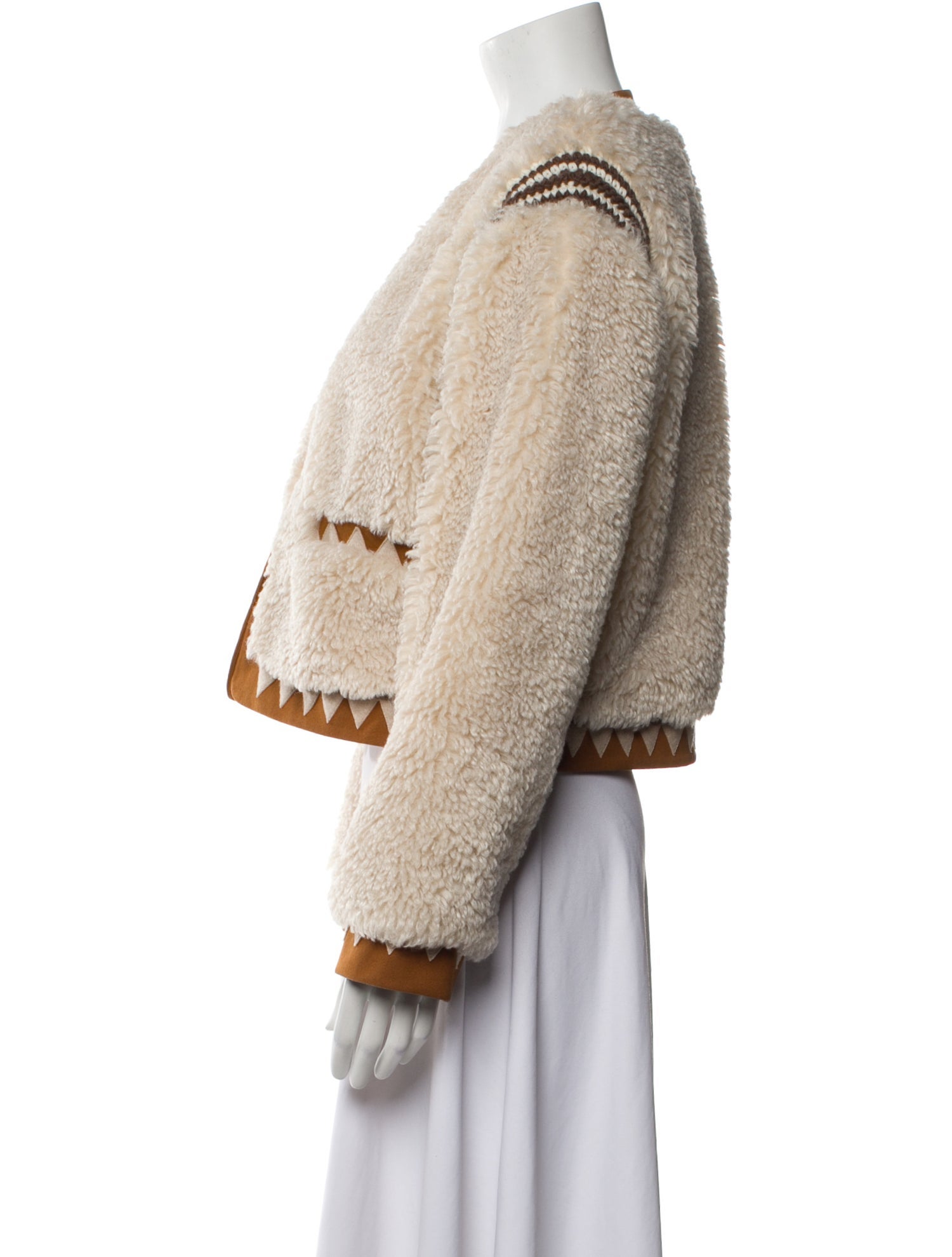 Sea New York Tweed Pattern Faux Fur Jacket