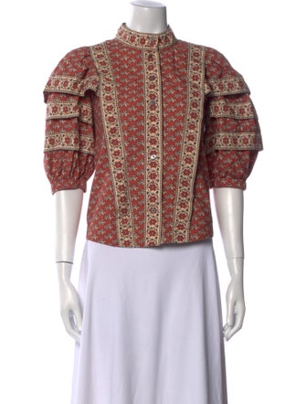 Sea New York Printed Mock Neck Crop Top