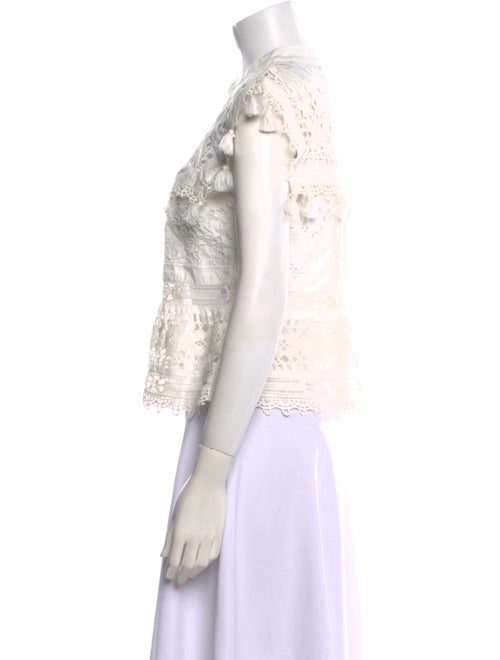 Sea New York Lace Pattern Mock Neck Crop Top