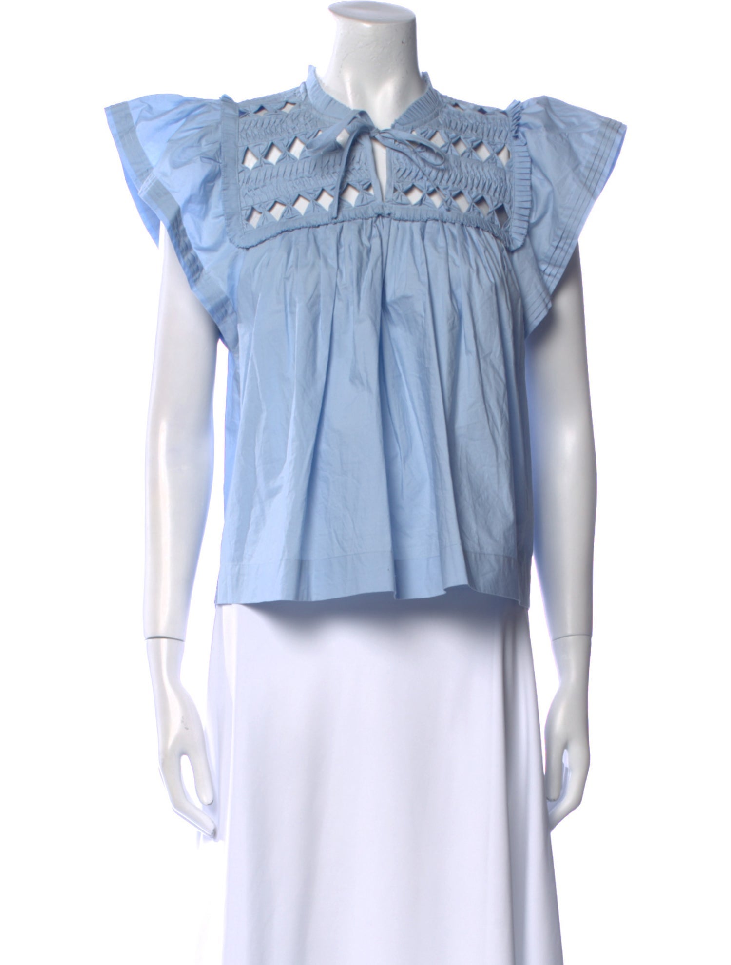 Sea New York Tie Neck Short Sleeve Crop Top