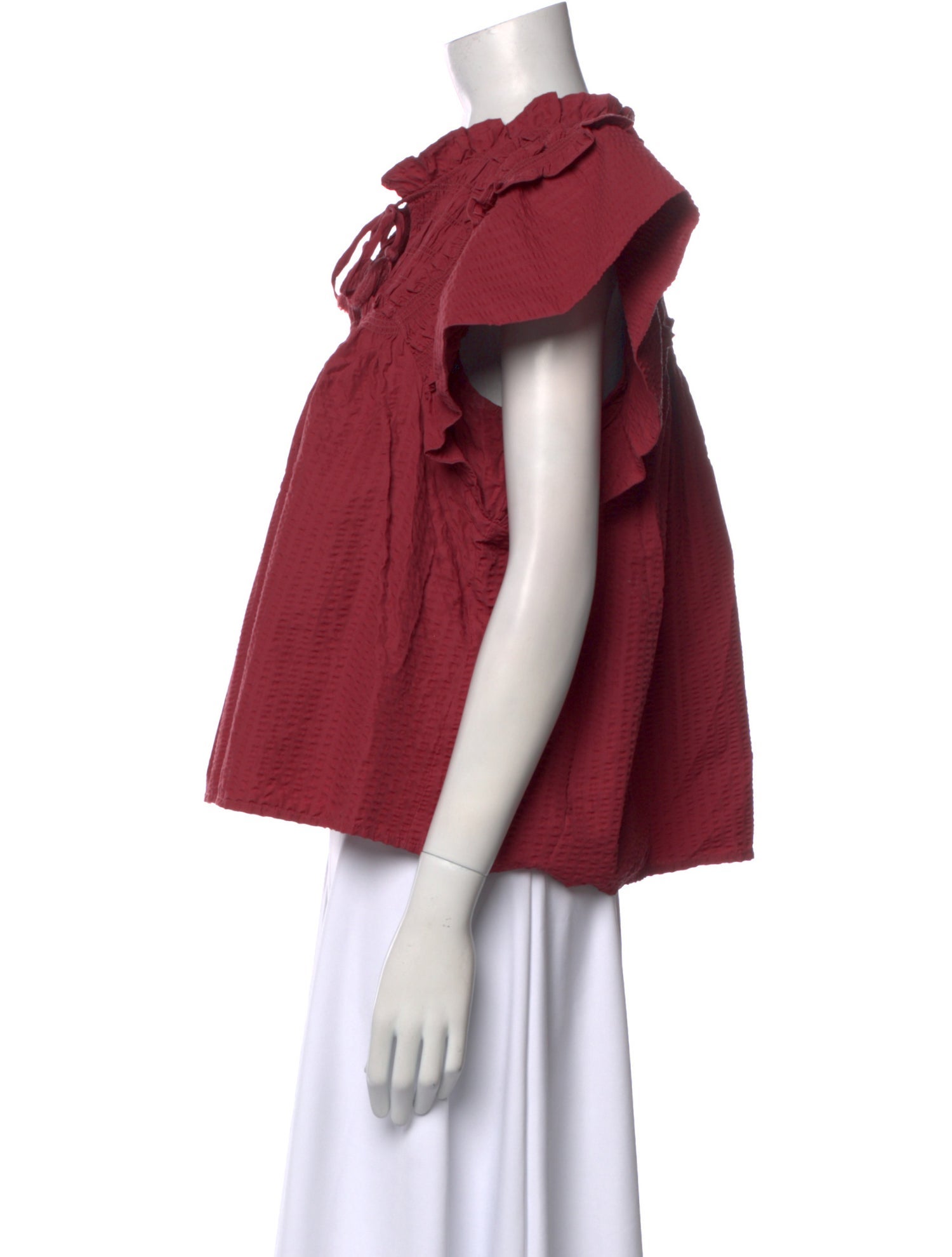 Sea New York Tie Neck Short Sleeve Blouse