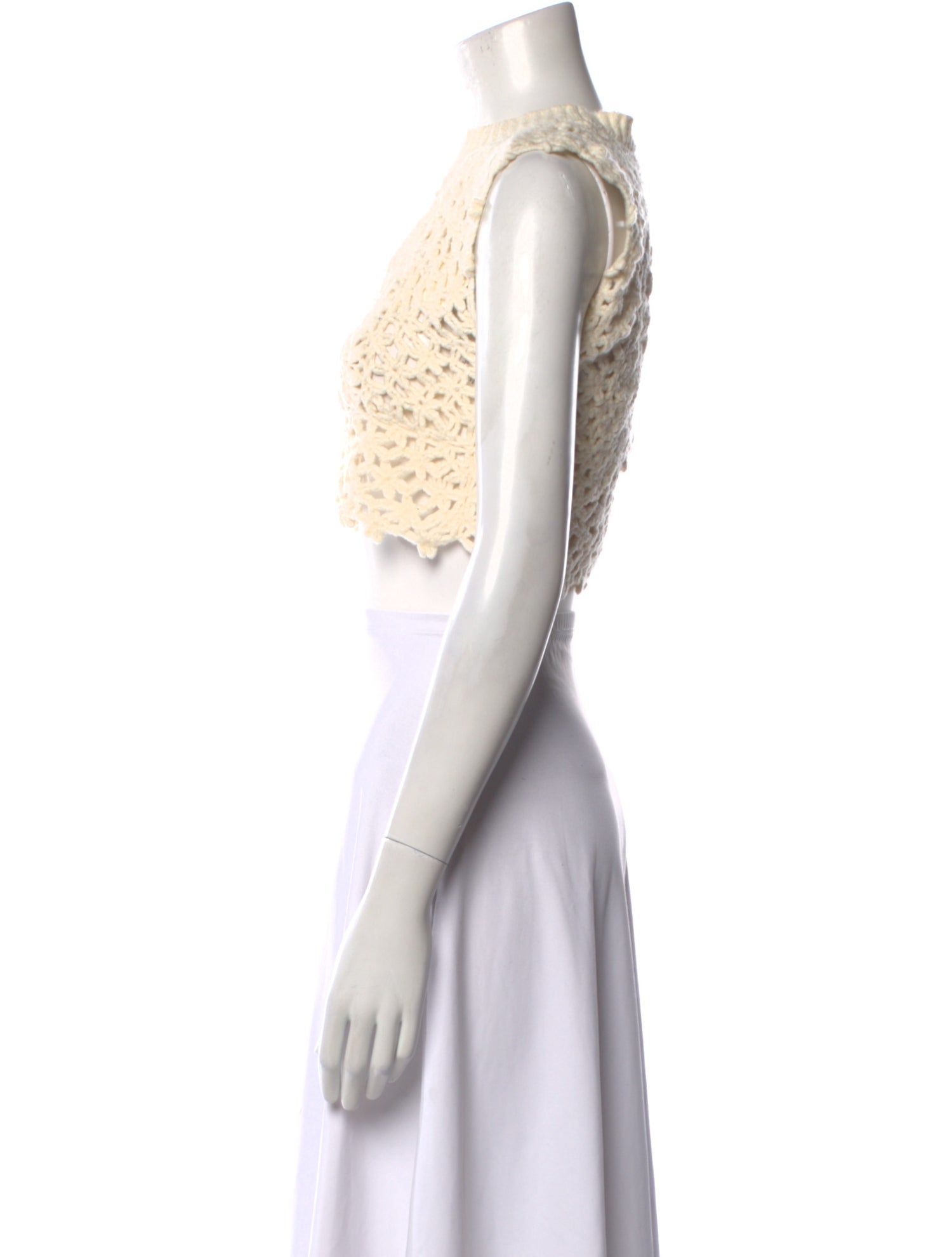 Sea New York Lace Pattern Crew Neck Crop Top