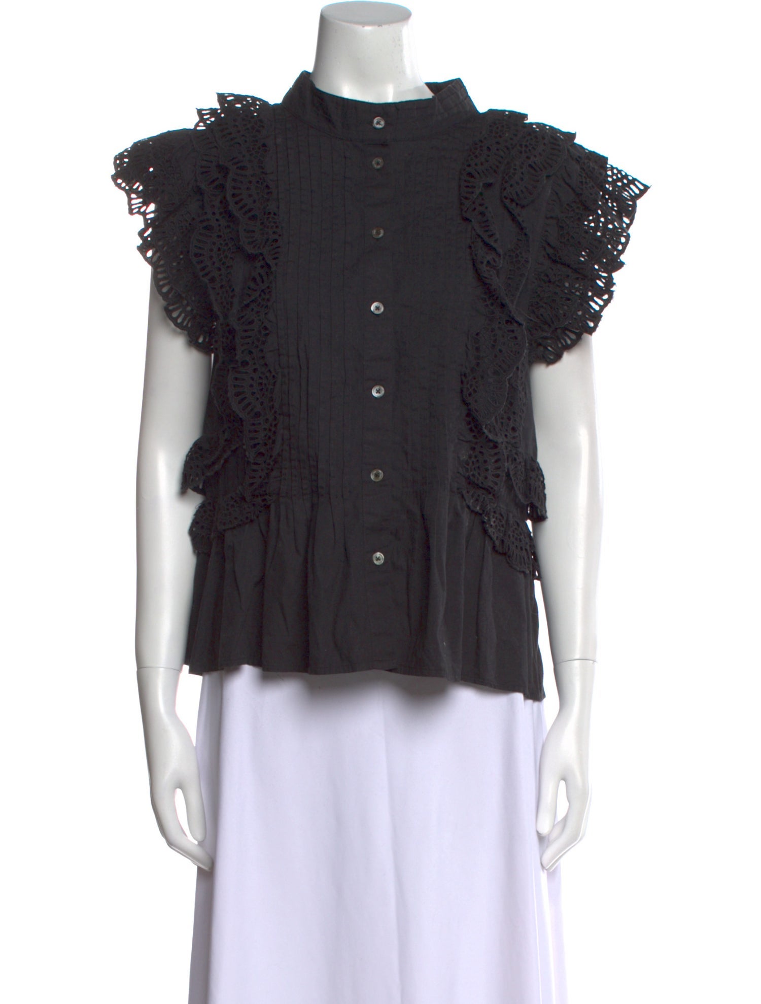 Sea New York Mock Neck Short Sleeve Blouse