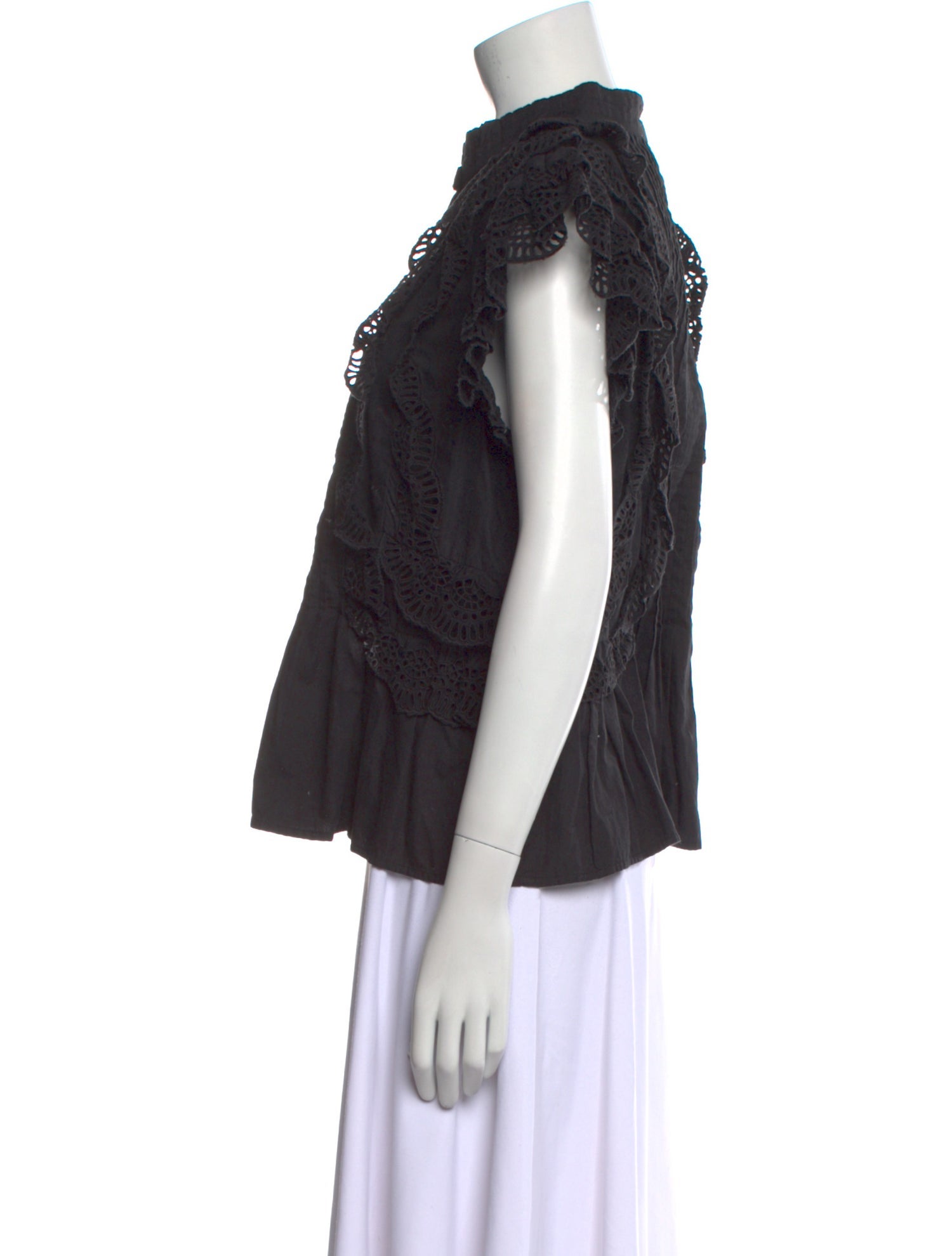 Sea New York Mock Neck Short Sleeve Blouse