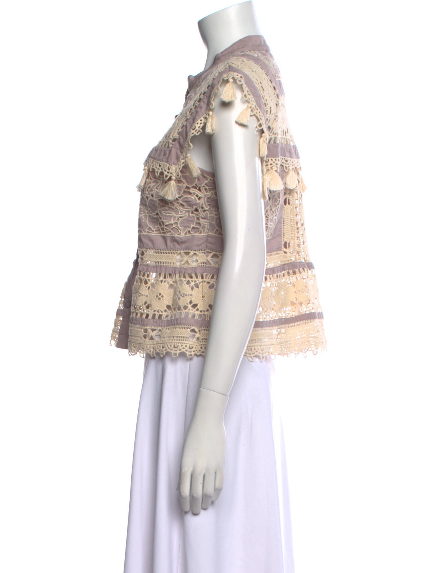 Sea New York Lace Pattern Mock Neck Blouse