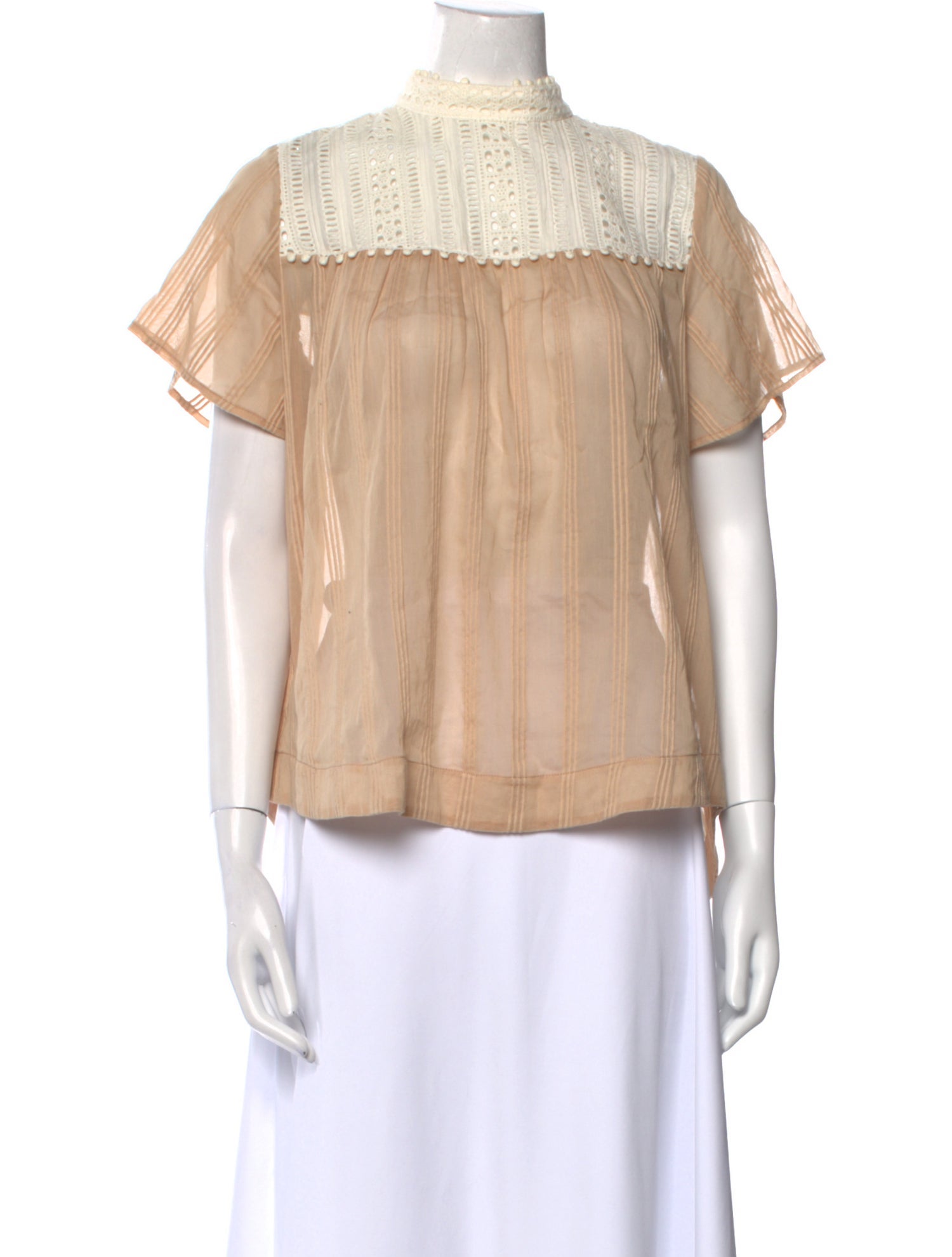 Sea New York Mock Neck Short Sleeve Blouse