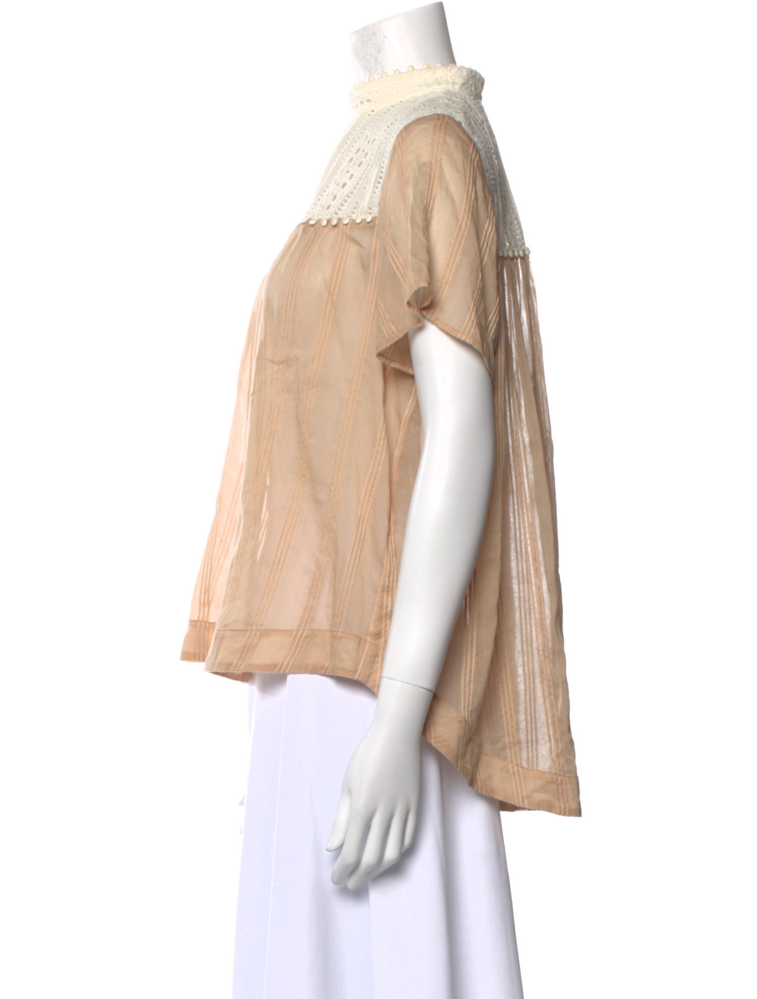 Sea New York Mock Neck Short Sleeve Blouse