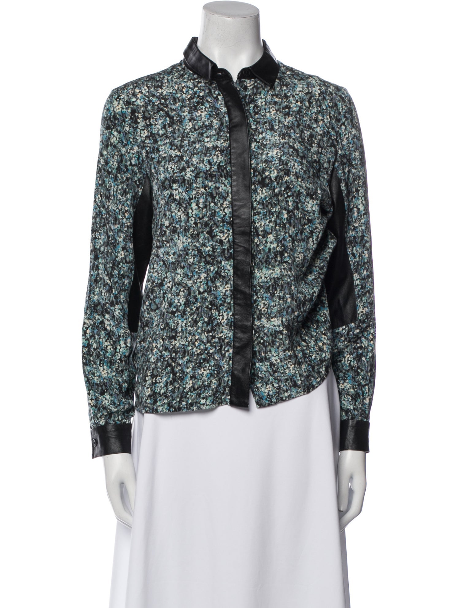 Sea New York Silk Printed Button-Up Top