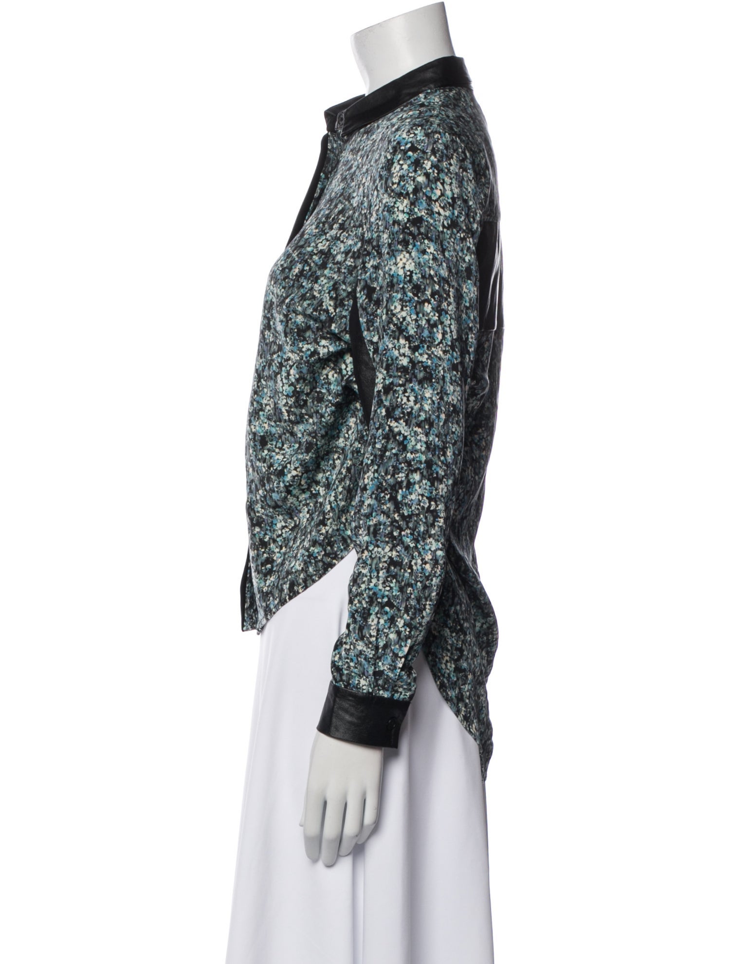 Sea New York Silk Printed Button-Up Top