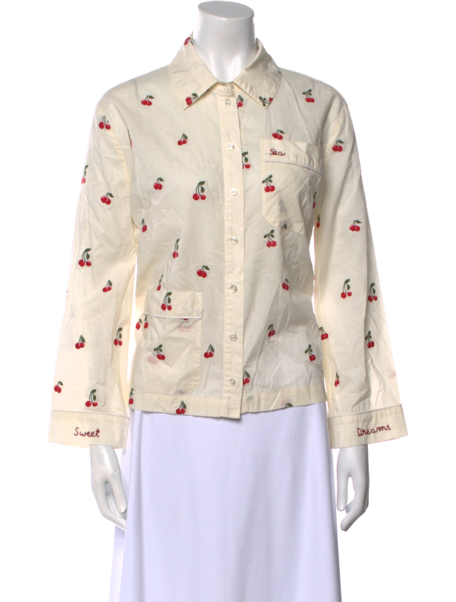 Sea New York Printed Long Sleeve Button-Up Top