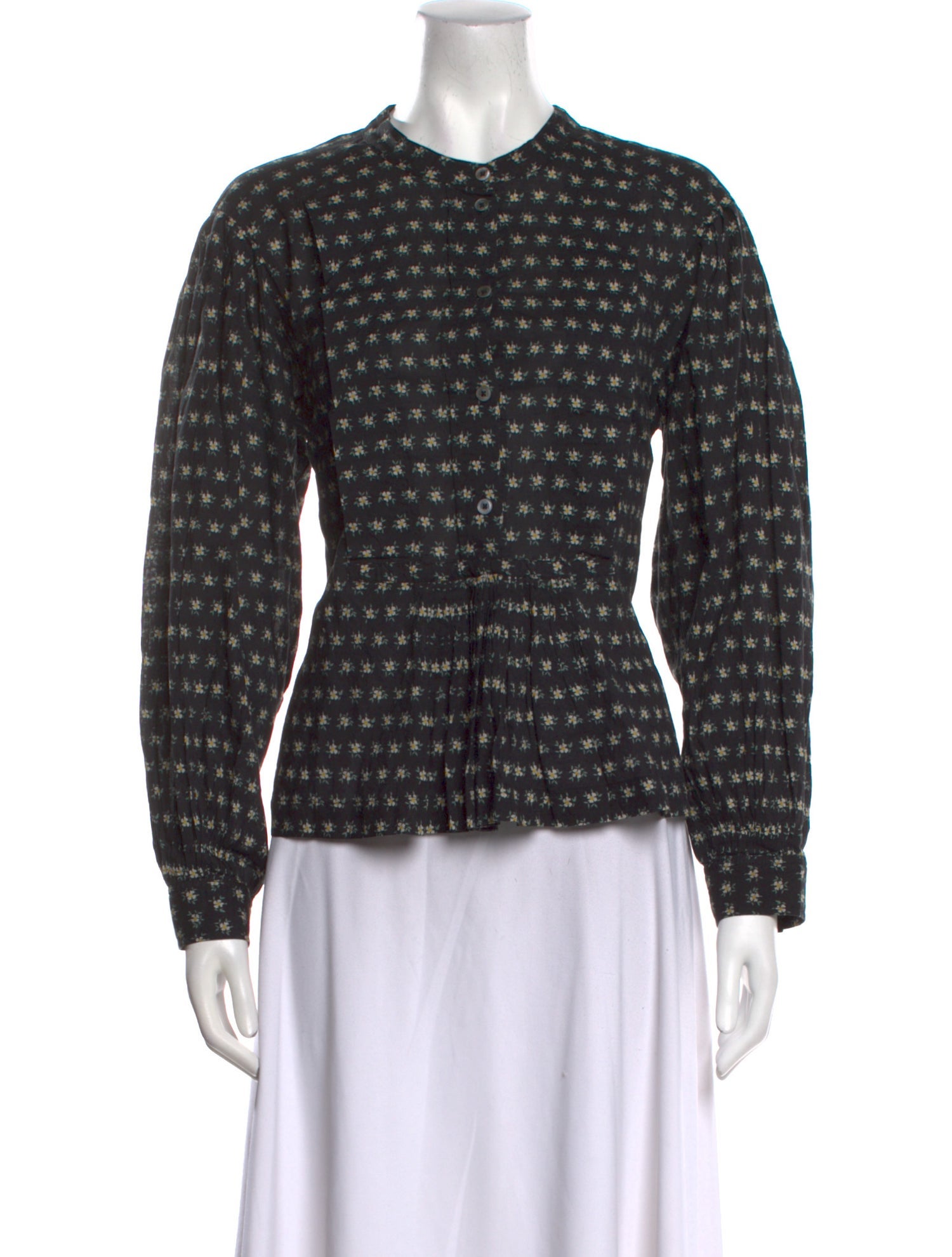 Sea New York Floral Print Crew Neck Button-Up Top