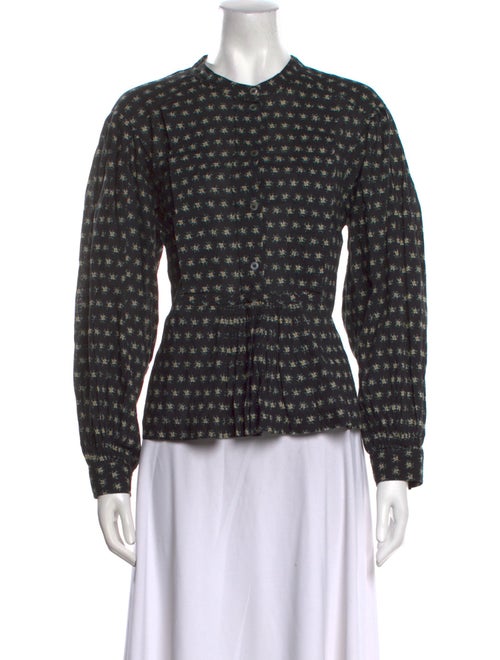 Sea New York Floral Print Crew Neck Button-Up Top