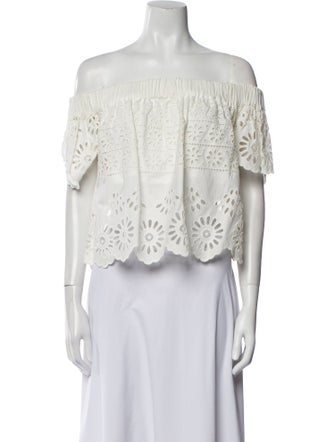 Sea New York Off-The-Shoulder Short Sleeve Crop Top