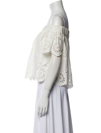 Sea New York Off-The-Shoulder Short Sleeve Crop Top