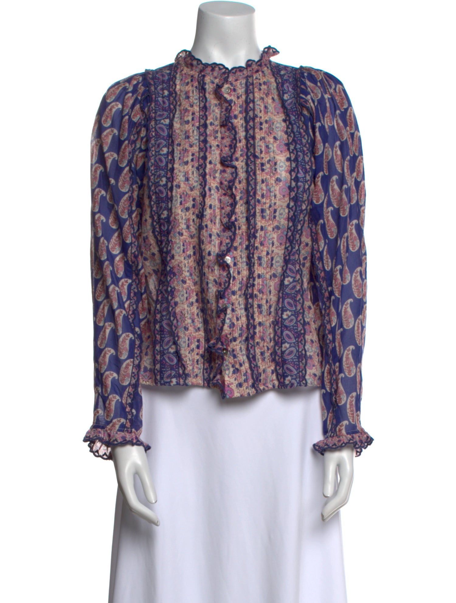 Sea New York Paisley Print Mock Neck Blouse