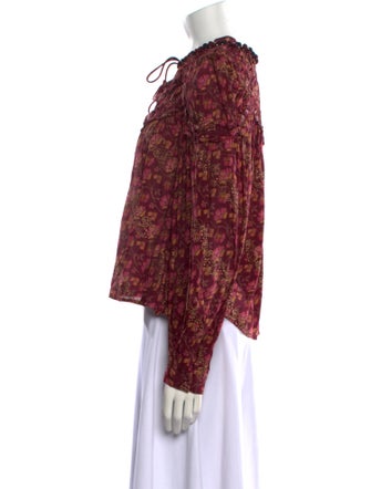 Sea New York Floral Print Tie Neck Blouse