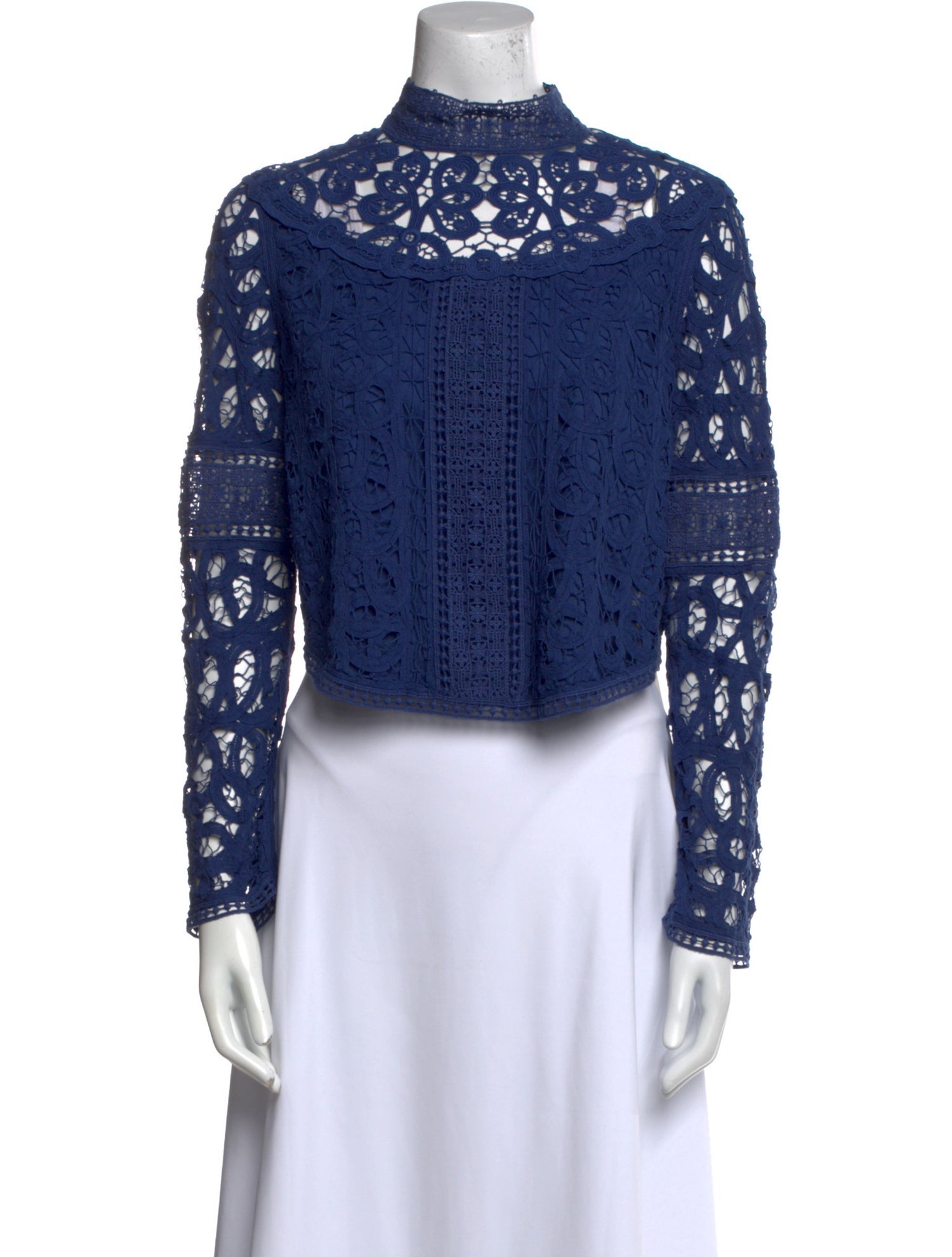 Sea New York Lace Pattern Mock Neck Blouse