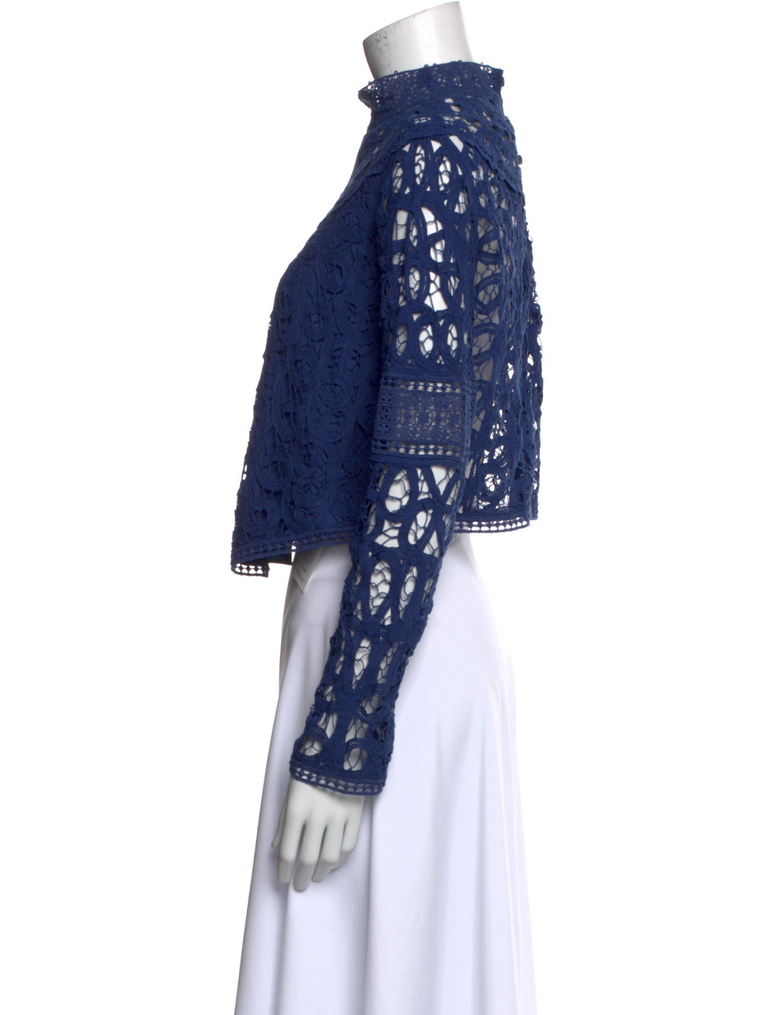 Sea New York Lace Pattern Mock Neck Blouse