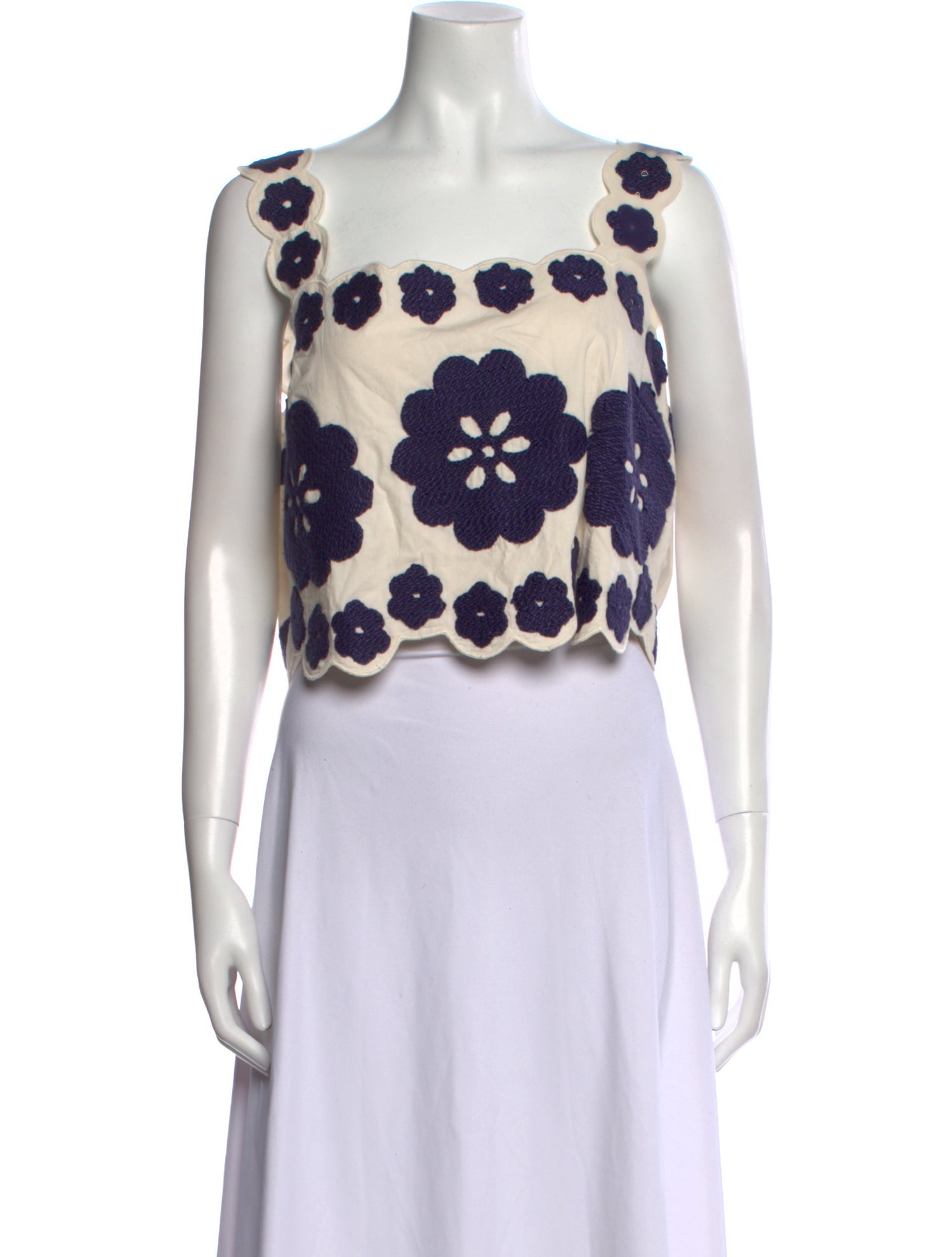 Sea New York Printed Square Neckline Crop Top