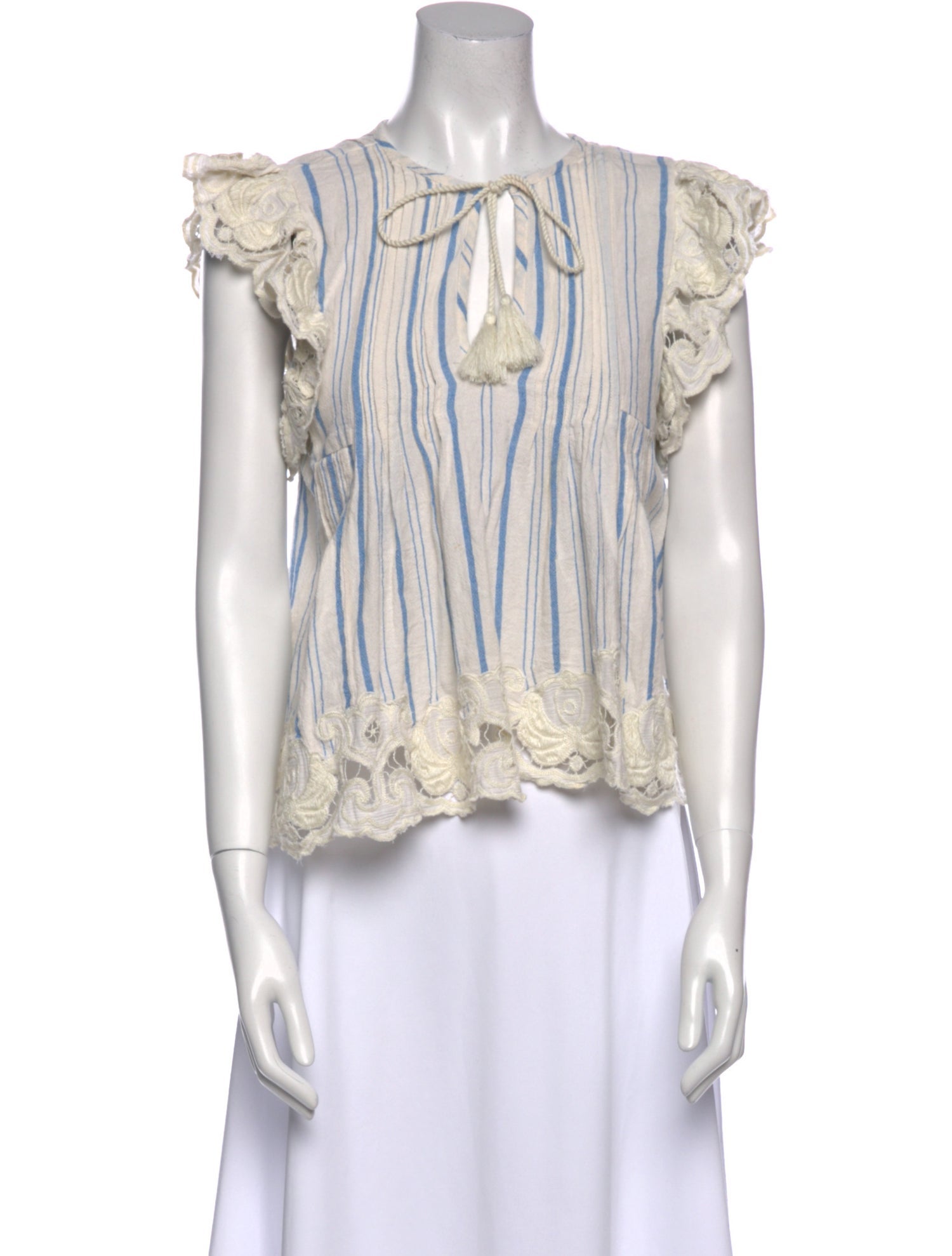 Sea New York Striped Tie Neck Blouse