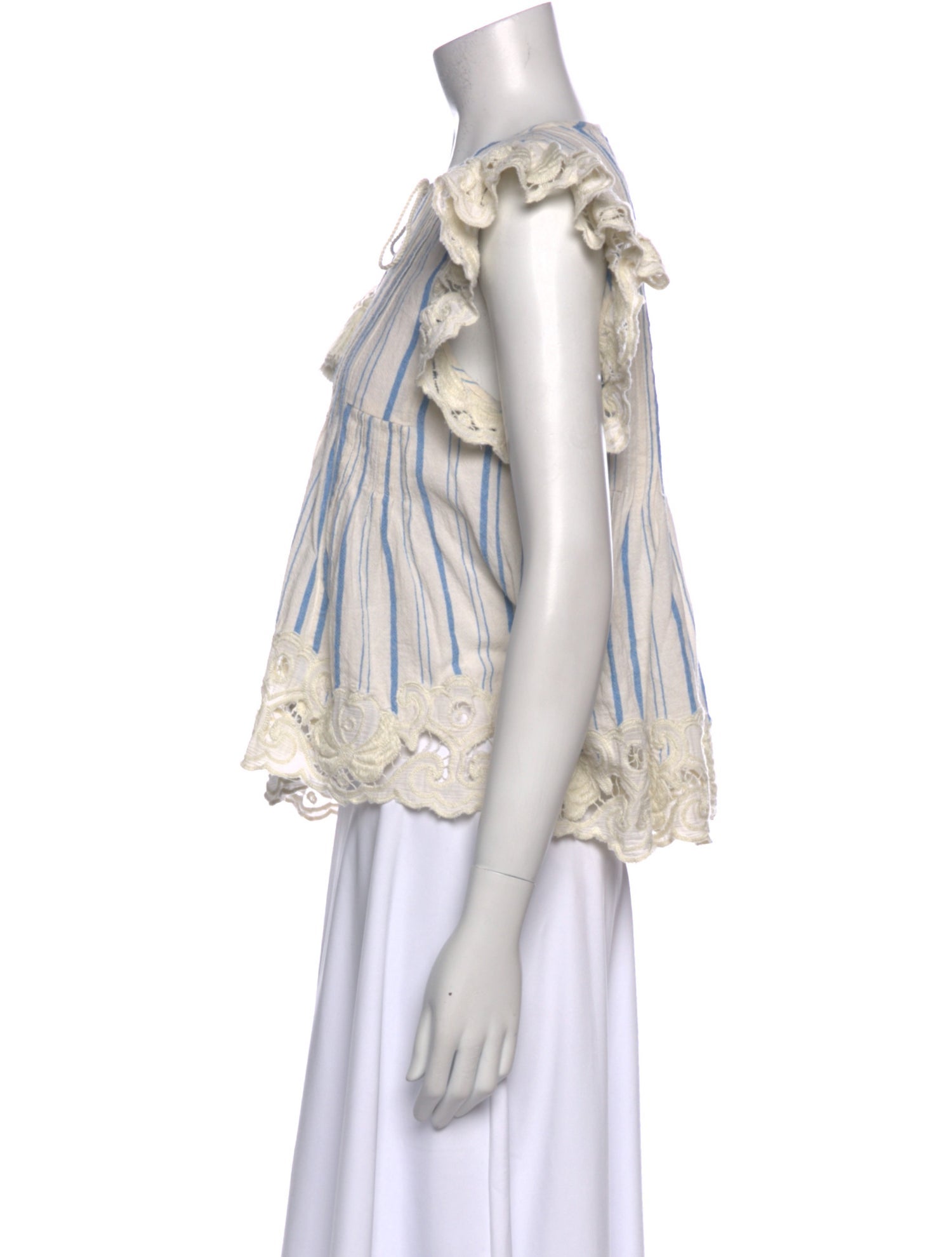 Sea New York Striped Tie Neck Blouse