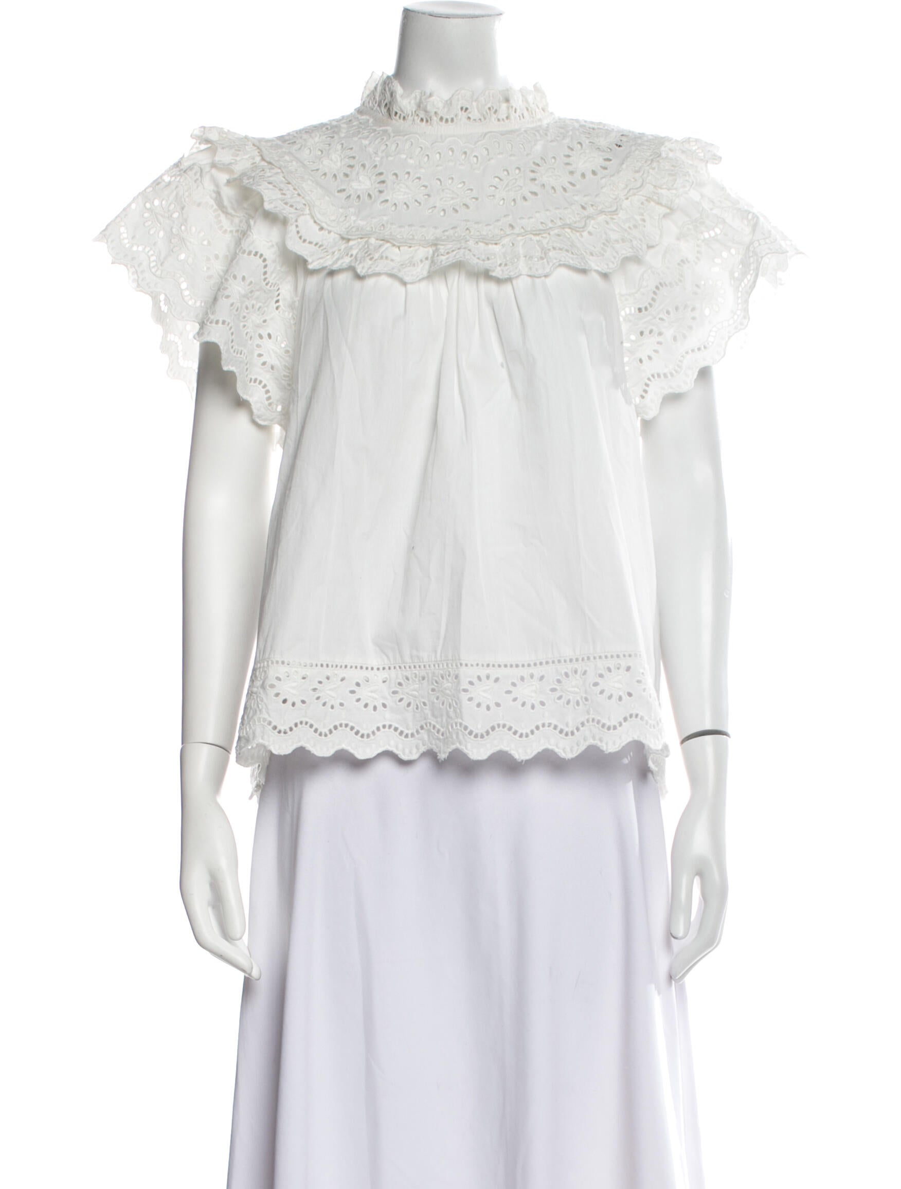 Sea New York Mock Neck Short Sleeve Blouse