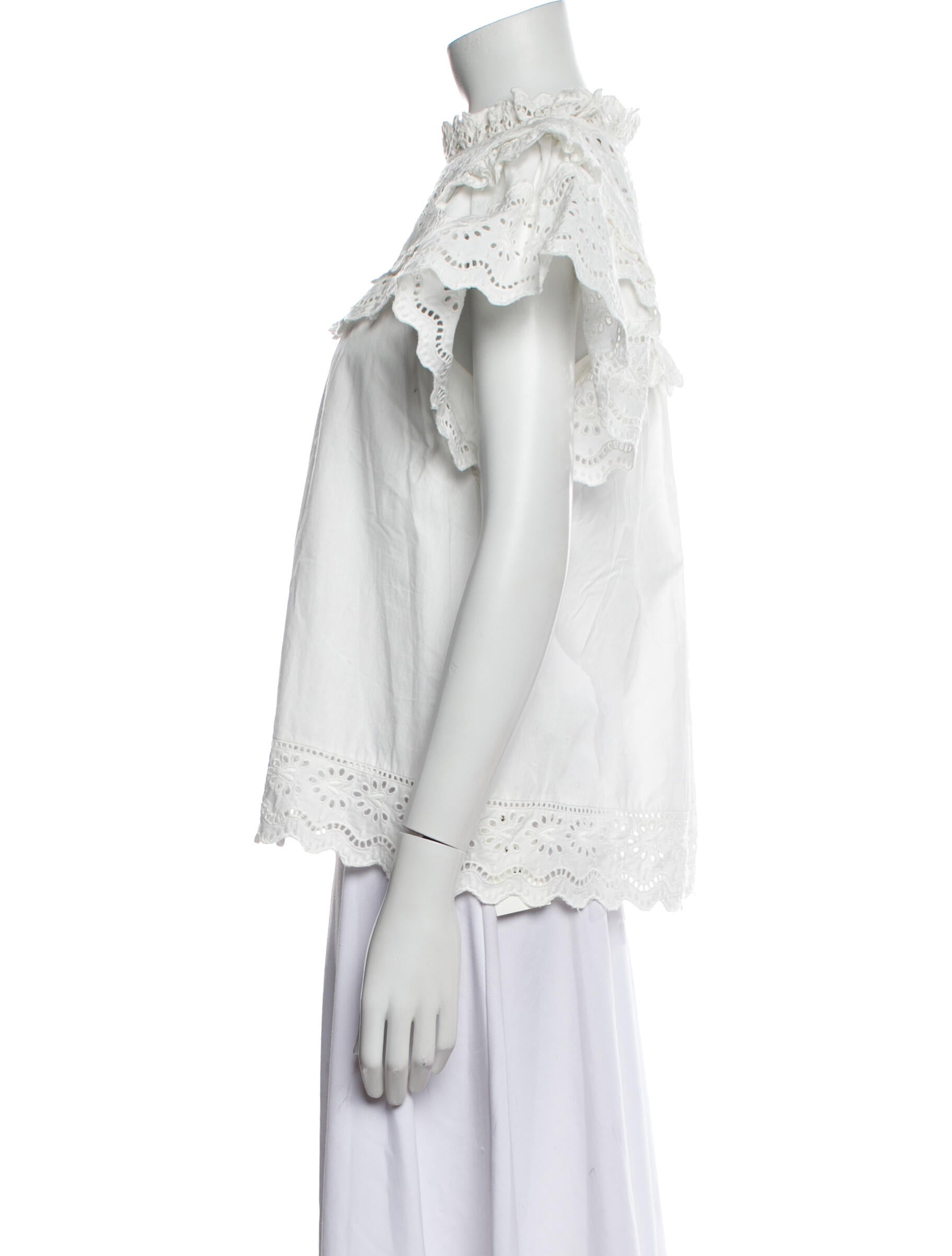 Sea New York Mock Neck Short Sleeve Blouse