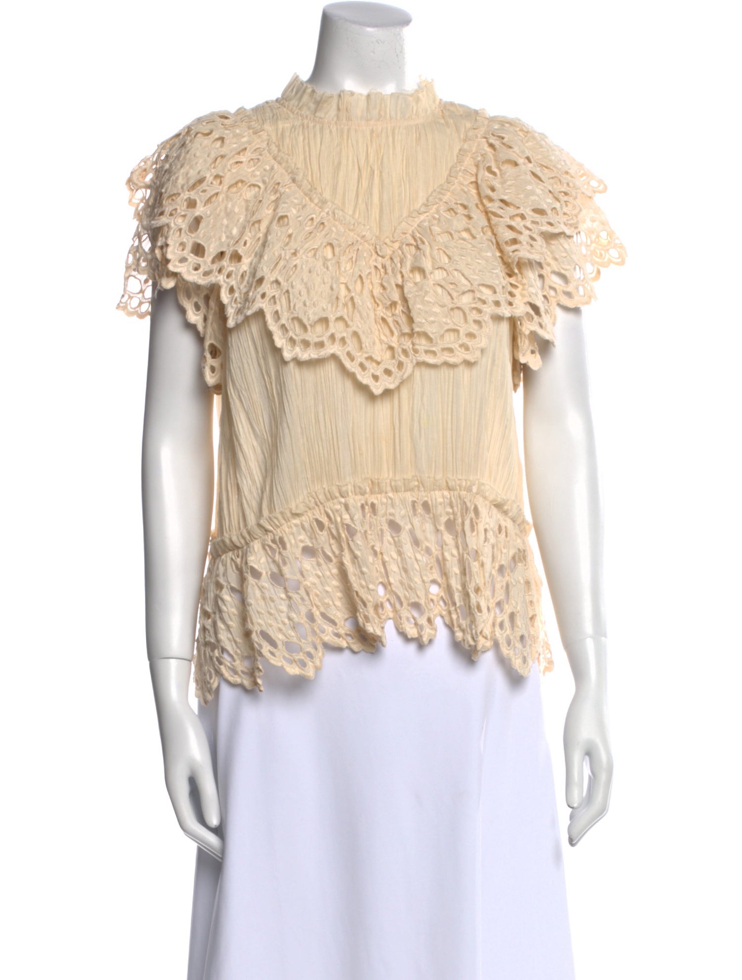 Sea New York Mock Neck Short Sleeve Blouse