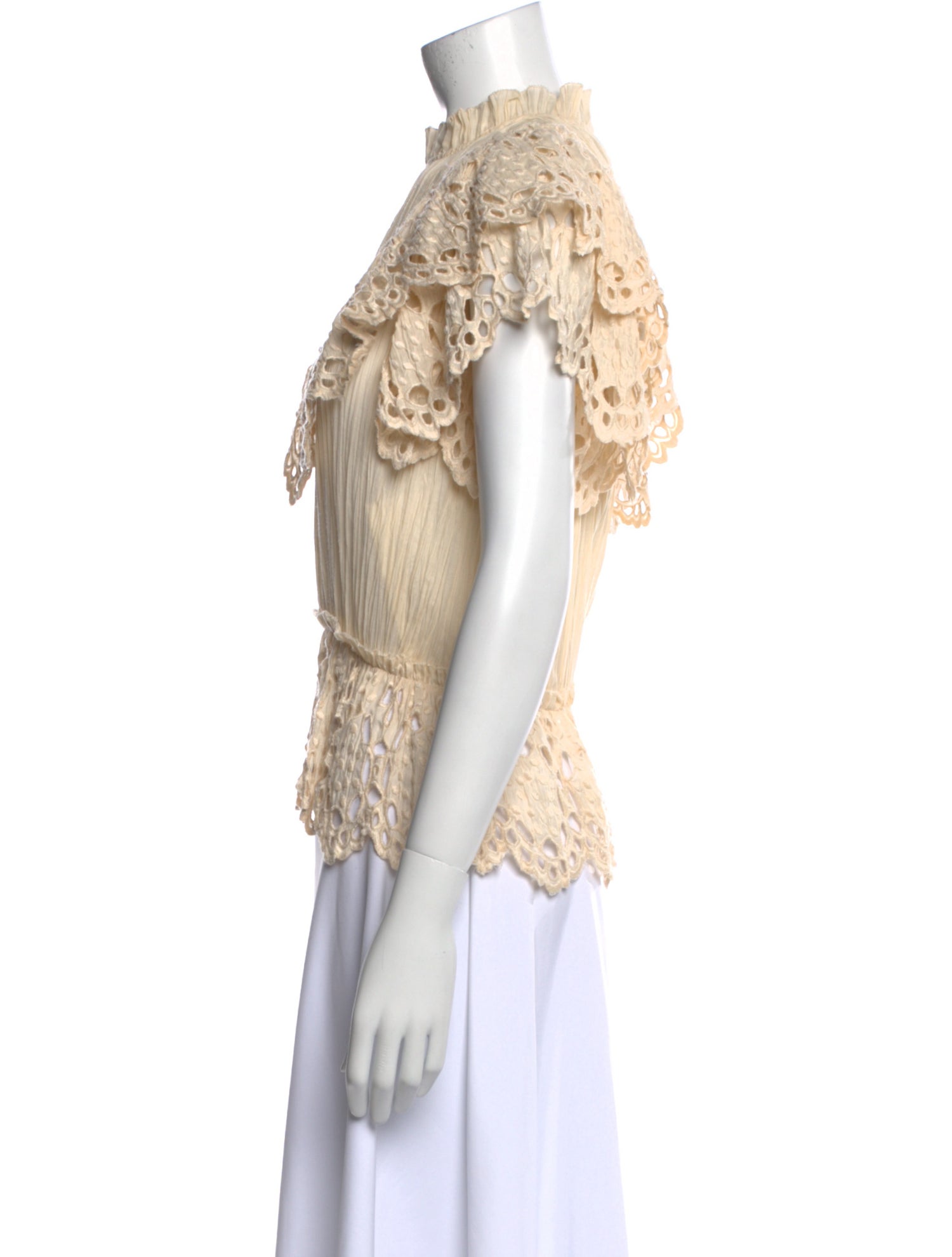 Sea New York Mock Neck Short Sleeve Blouse