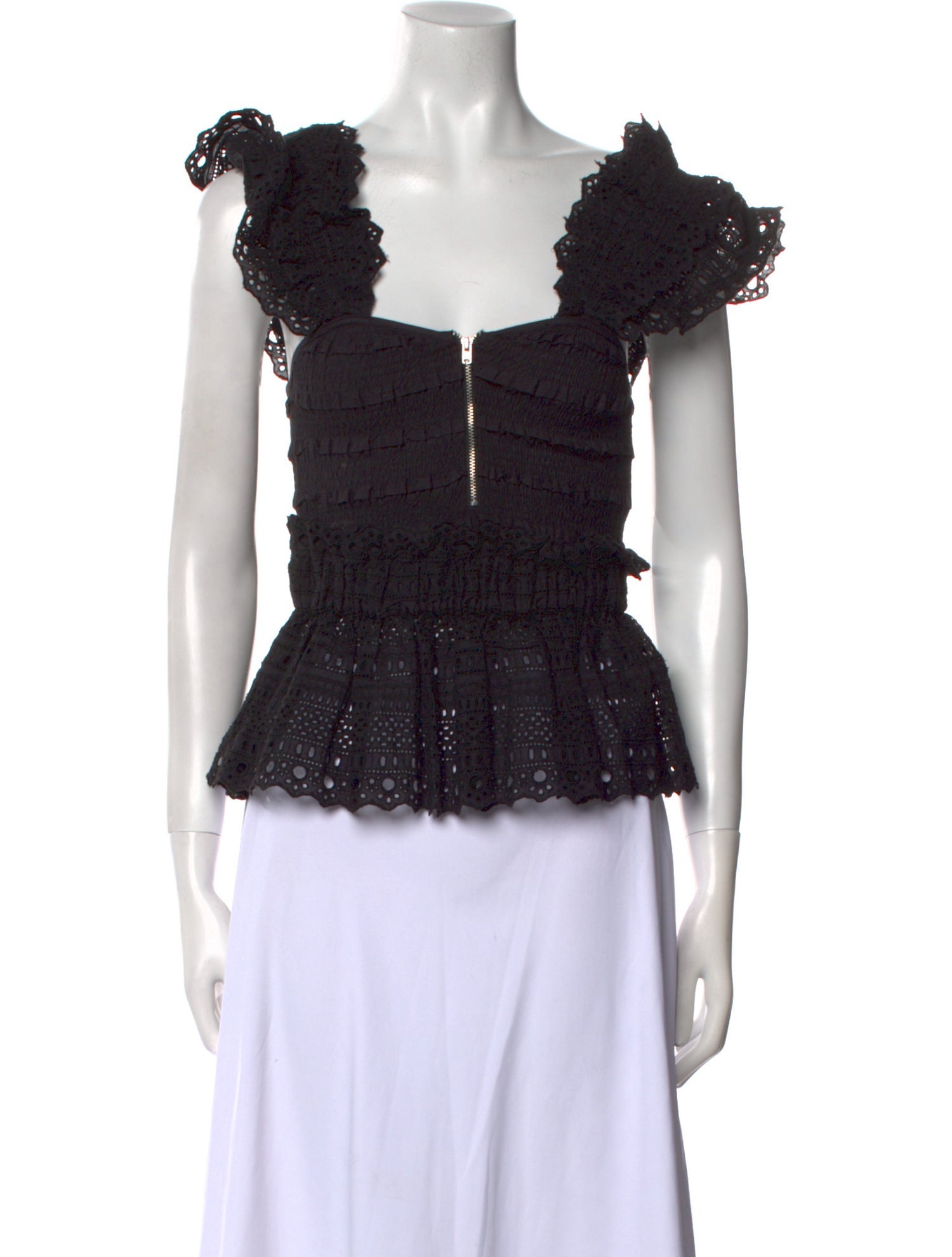 Sea New York Square Neckline Short Sleeve Crop Top