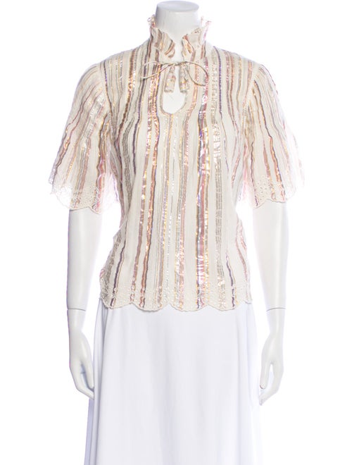 Sea New York Paisley Print Mock Neck Blouse