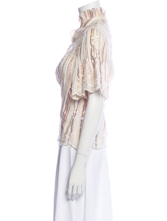 Sea New York Paisley Print Mock Neck Blouse