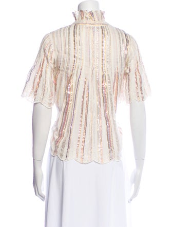 Sea New York Paisley Print Mock Neck Blouse