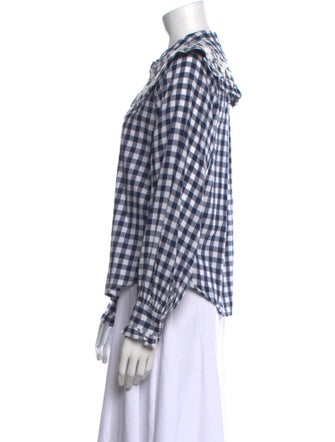 Sea New York Plaid Print Long Sleeve Button-Up Top