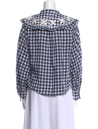Sea New York Plaid Print Long Sleeve Button-Up Top