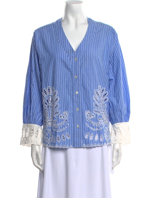 Sea New York Striped V-Neck Button-Up Top