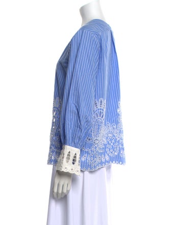 Sea New York Striped V-Neck Button-Up Top