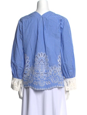 Sea New York Striped V-Neck Button-Up Top