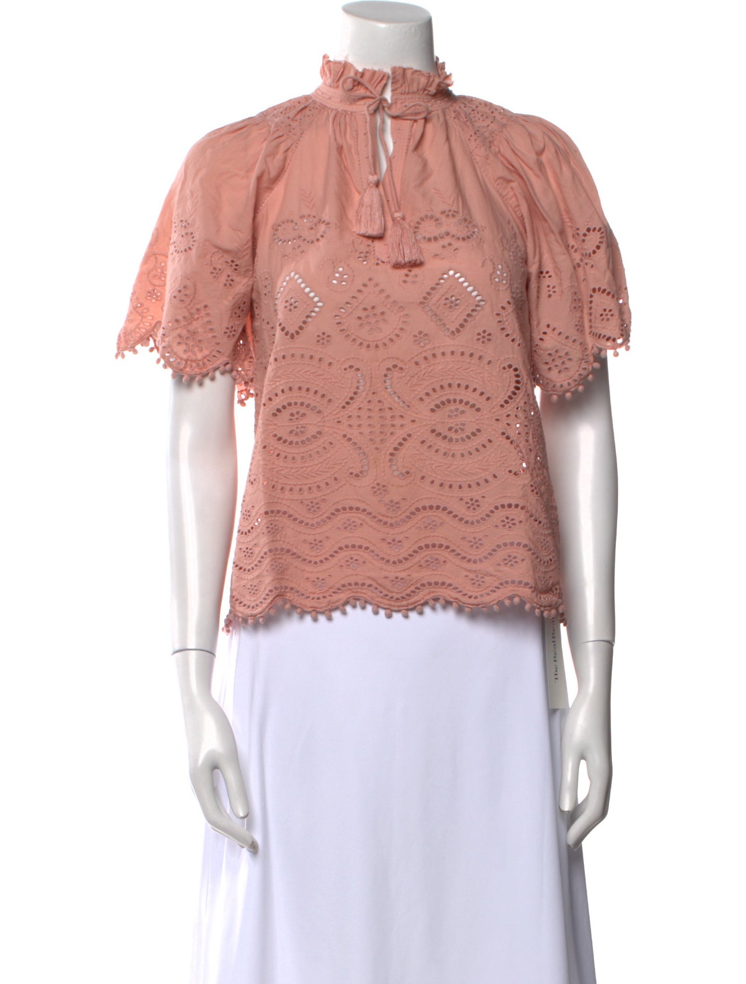 Sea New York Lace Pattern Mock Neck Crop Top