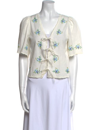 Sea New York Floral Print V-Neck Crop Top