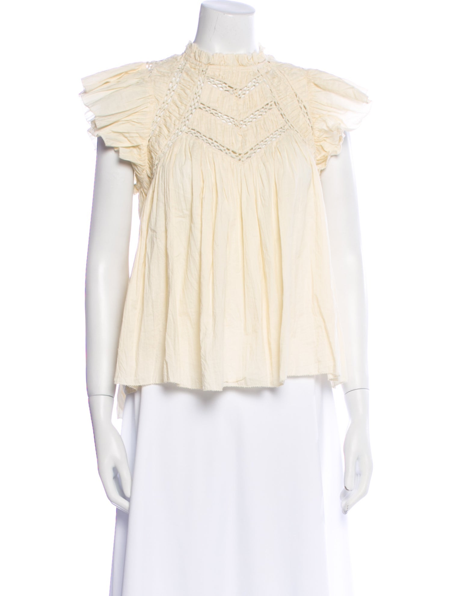 Sea New York Mock Neck Short Sleeve Blouse