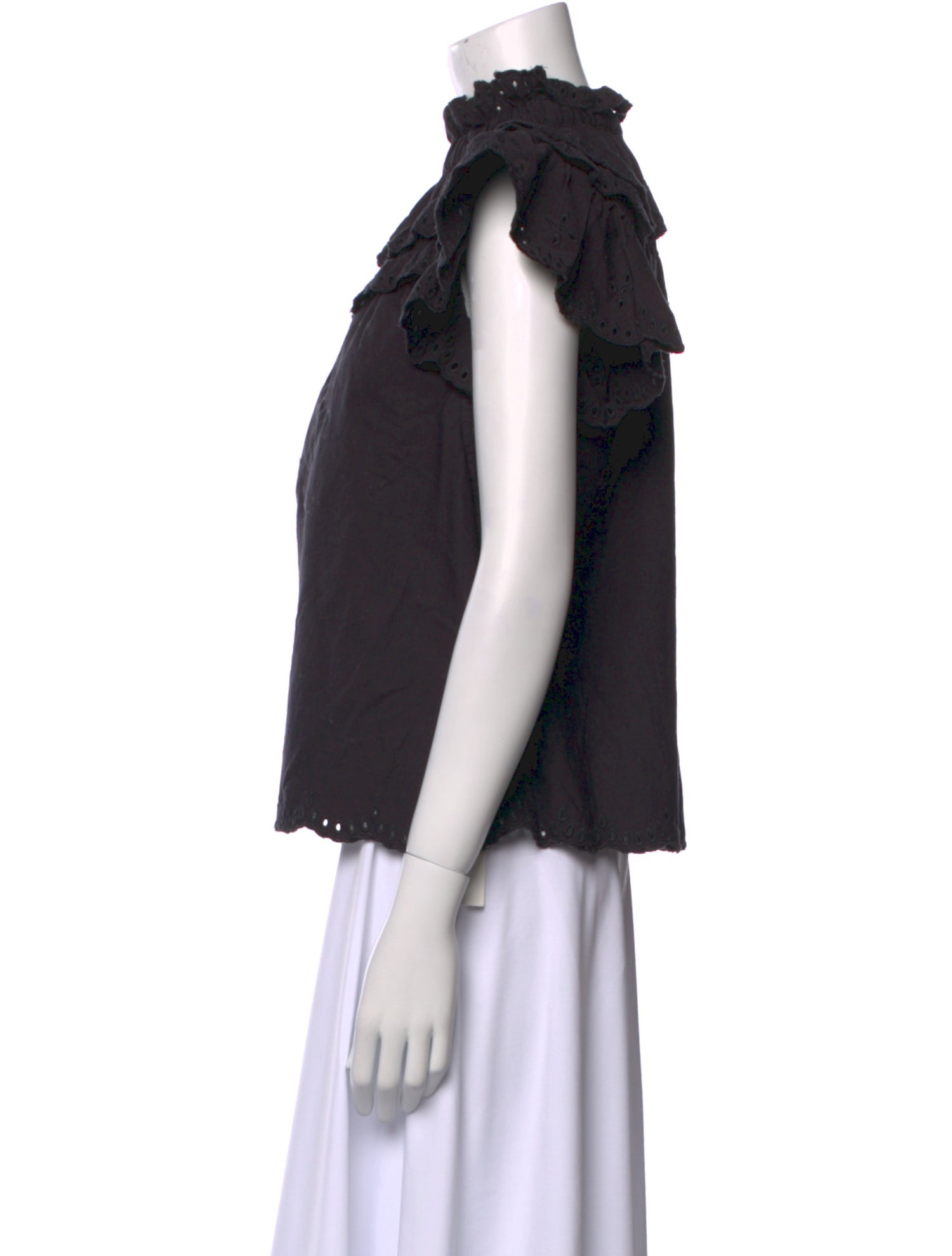 Sea New York Mock Neck Short Sleeve Blouse