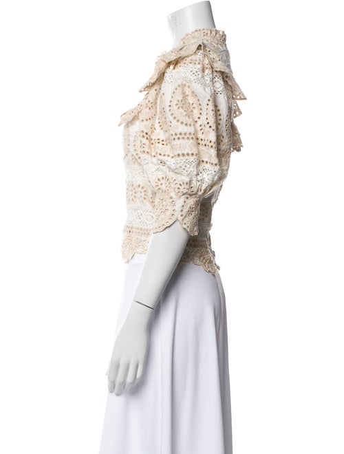 Sea New York Lace Pattern Mock Neck Crop Top