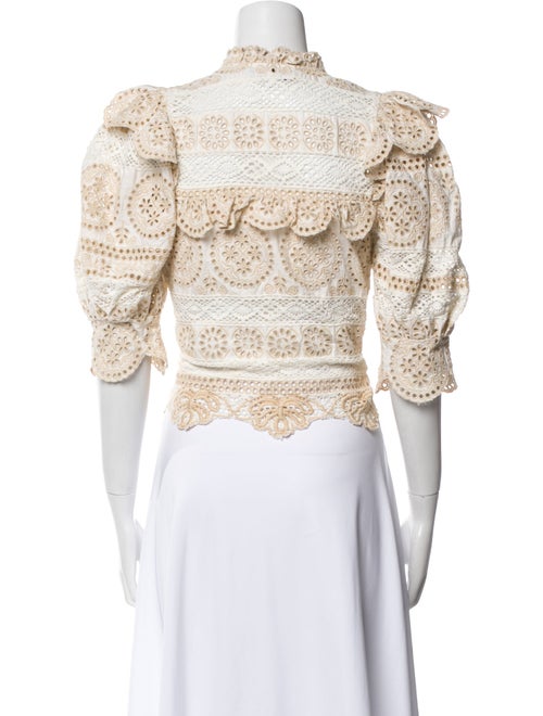 Sea New York Lace Pattern Mock Neck Crop Top