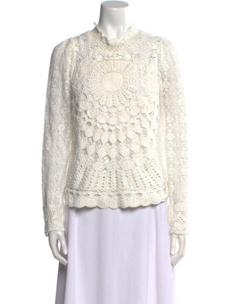 Sea New York Lace Pattern Mock Neck Sweatshirt