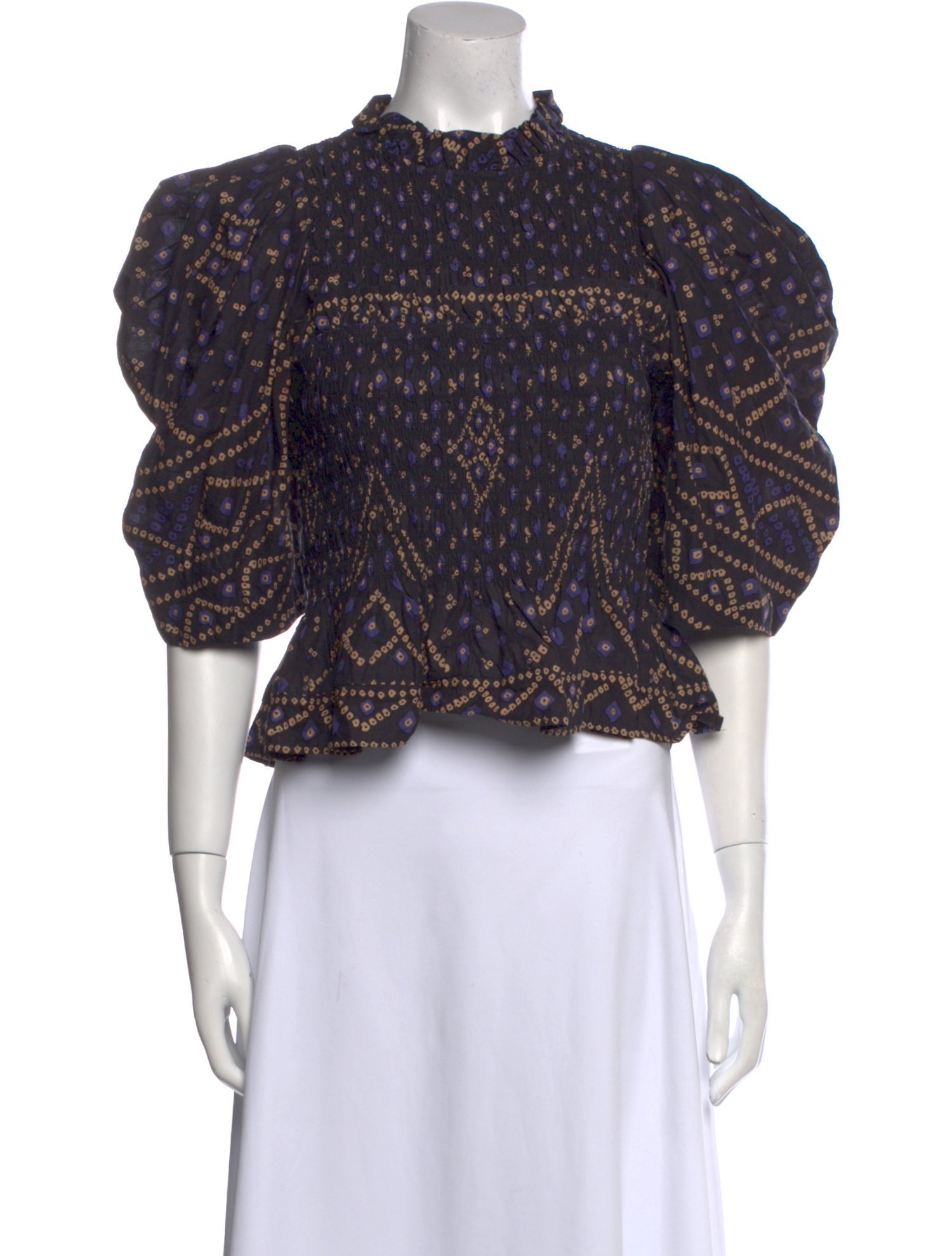 Sea New York Printed Mock Neck Crop Top