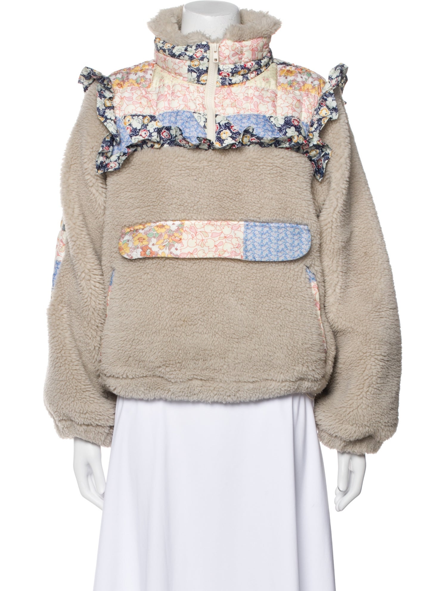 Sea New York Floral Print Faux Fur Jacket